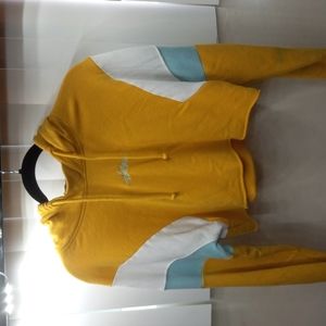 Crop top hoodie, yellow, blue and white